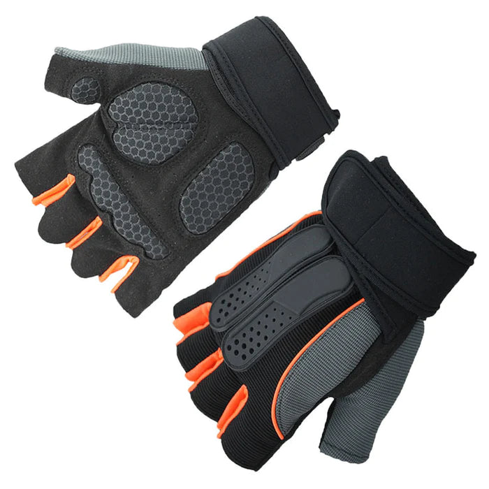 Pair Anti-Slip Half Fingers Gloves Outdoor Riding Fitness Sports Exercise Training Gym Gloves