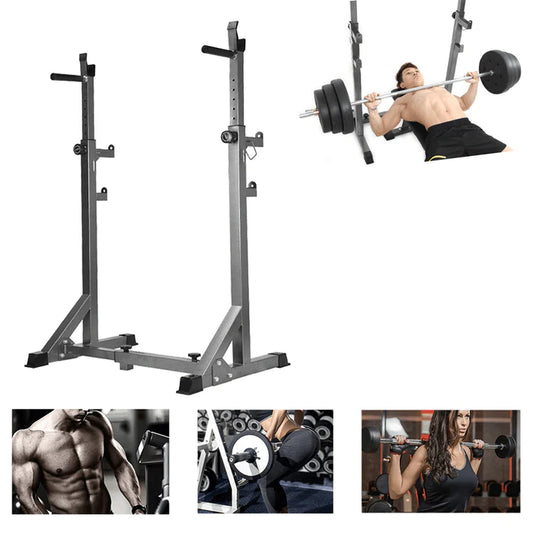 300KG Weight-Bearing Fitness Barbell Rack with Elastic Locking Pull Pin Adjustable Height Non-Slip Home Exercise Fitness Equipment