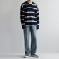 RT No. 3413 STRIPED V-NECK SWEATER