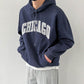 RT No. 5421 DARK BLUE CHICAGO LETTERED HOODIE