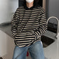 RT No. 5447 KNITTED STRIPED PULLOVER HOODIE