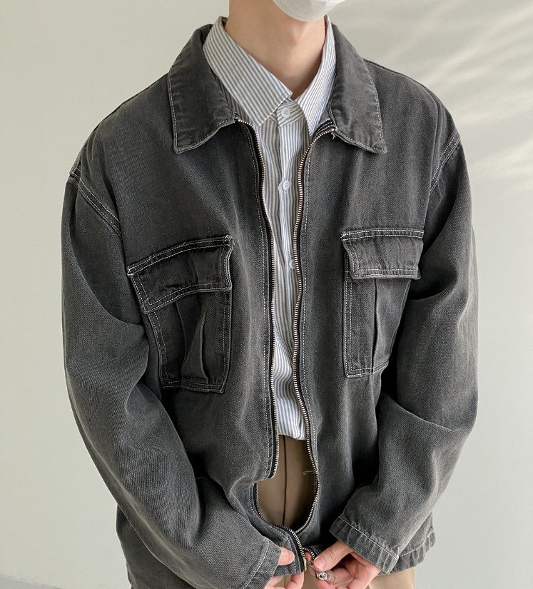 RT No. 5188 WASHED DARK GRAY ZIP-UP DENIM JK