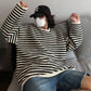 RT No. 5439 KNITTED WEAVE STRIPED SWEATER