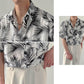RT No. 4433 FLORAL LEAVES BUTTON-UP SHORT SLEEVE SHIRT
