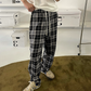 RT No. 2542 DRAWSTRING PLAID WIDE PANTS