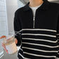 RT No. 5400 KNITTED BLACK STRIPED HALF-ZIP SWEATER