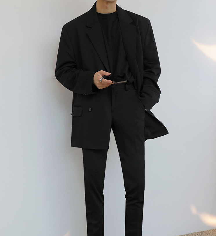 RT No. 3006 BLACK DOUBLE BREASTED SUIT JK