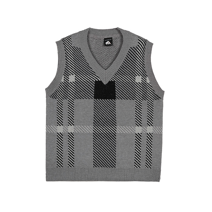 RT No. 3211 V-NECK PLAID VEST