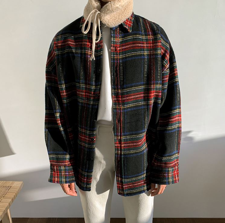 RT No. 4496 KNITTED WOOLEN PLAID SHIRT JK