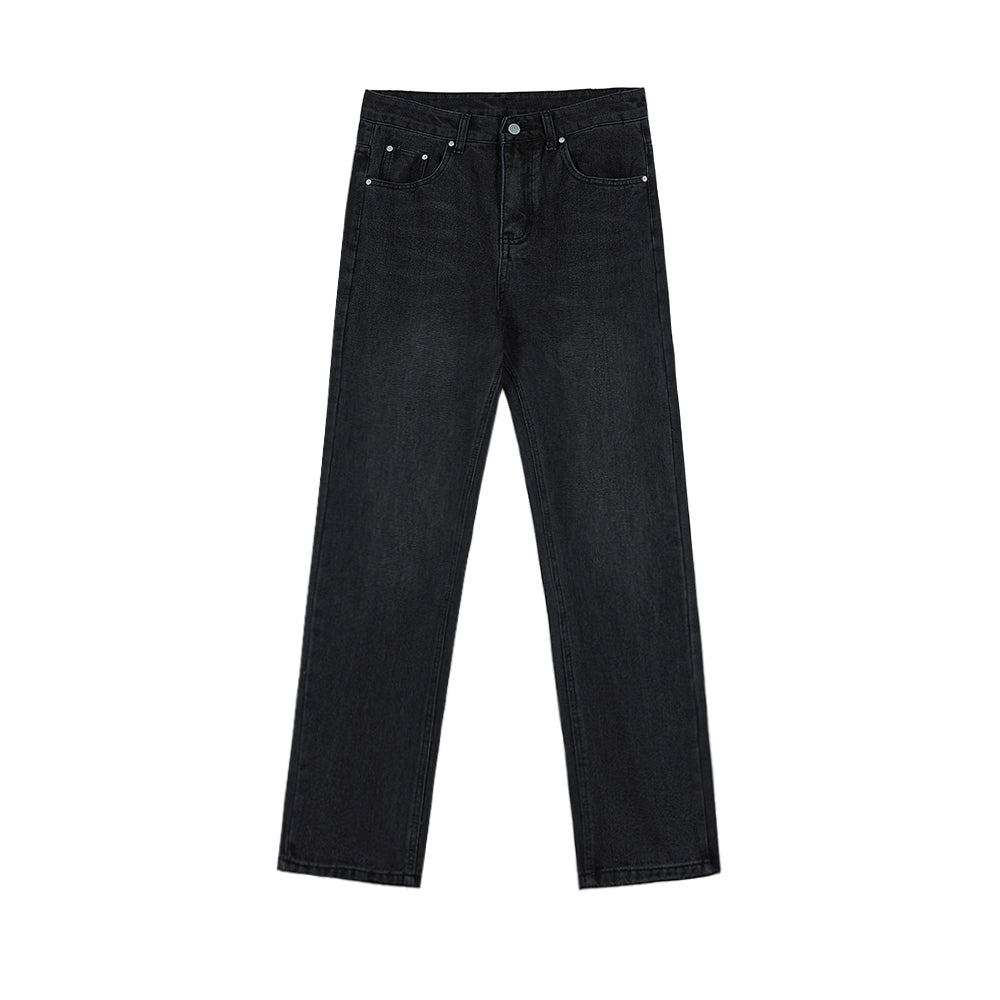 RT No. 3155 WASHED BLACK WIDE STRAIGHT PANTS