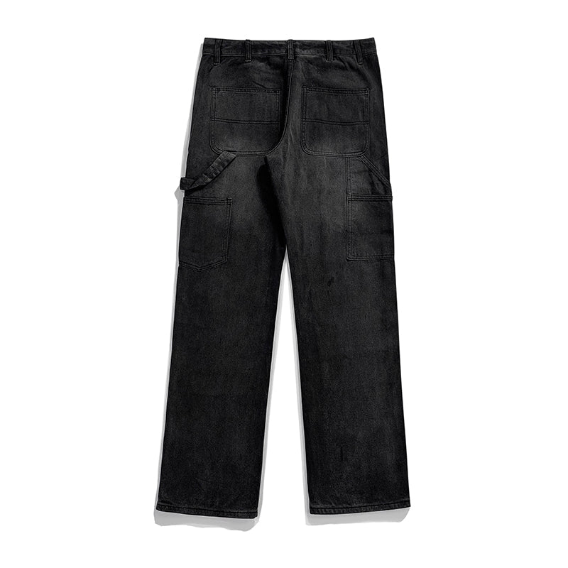 RT No. 5346 BLACK WIDE STRAIGHT CARGO STREET JEANS