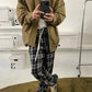 RT No. 2542 DRAWSTRING PLAID WIDE PANTS