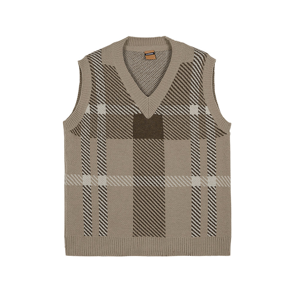 RT No. 3211 V-NECK PLAID VEST