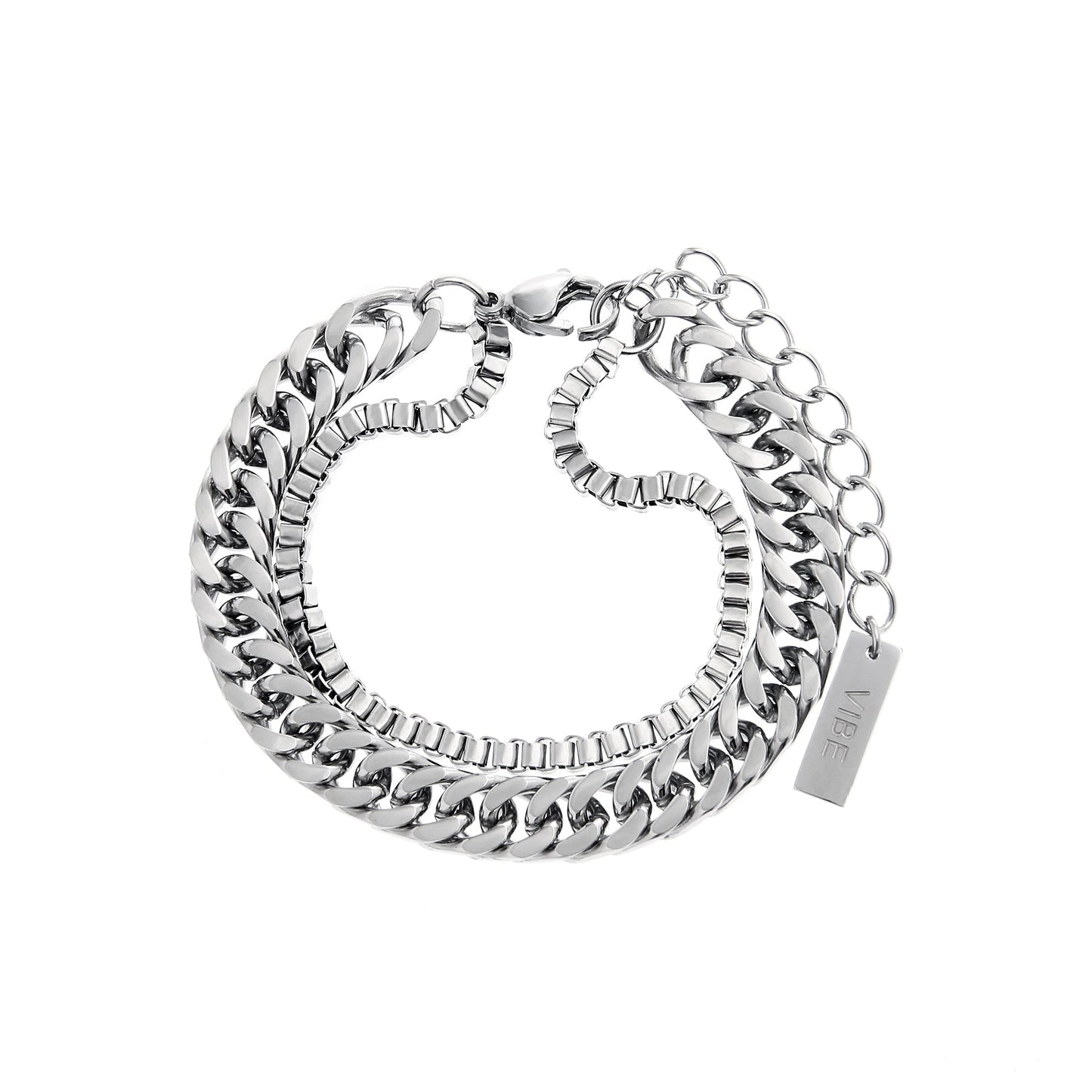 DOUBLE LAYER CUBAN TENNIS BRACELET