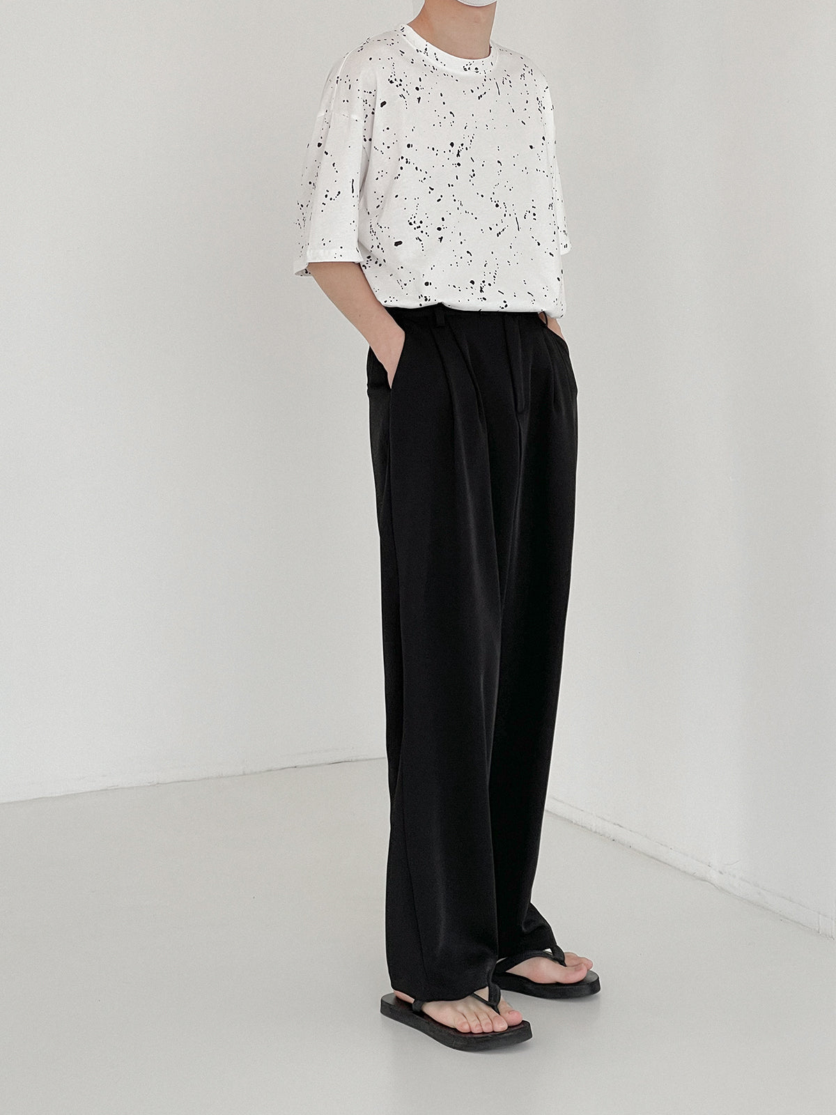 RT No. 5176 DRAPE TOP FOLDED WIDE STRAIGHT PANTS