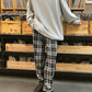 RT No. 2542 DRAWSTRING PLAID WIDE PANTS