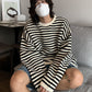 RT No. 5439 KNITTED WEAVE STRIPED SWEATER