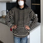 RT No. 5447 KNITTED STRIPED PULLOVER HOODIE