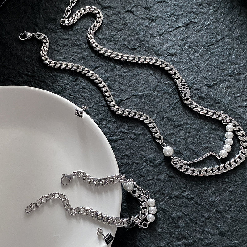 PEARL DOUBLE LAYER CHAIN NECKLACE