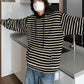 RT No. 5447 KNITTED STRIPED PULLOVER HOODIE