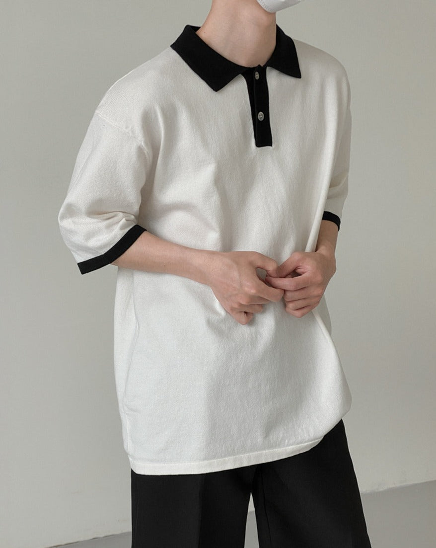 RT No. 5107 KNITTED HALF SLEEVE TWO TONE SHIRT